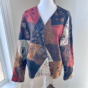 Vintage Laura Ashley patchwork embroidered artsy jacket Size L